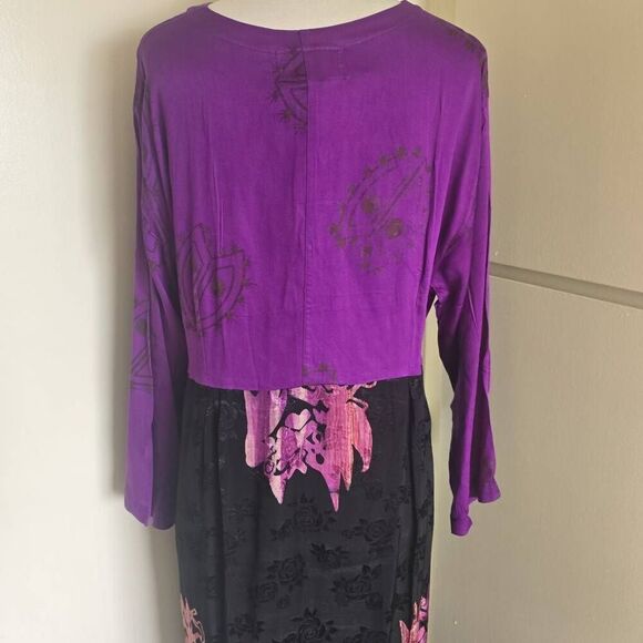 Kusnadi Wearable Art Dress/Tunic, Purple, Blk, Ethnic Prt, Tribal,Boho, NWT, L - Picture 8 of 10